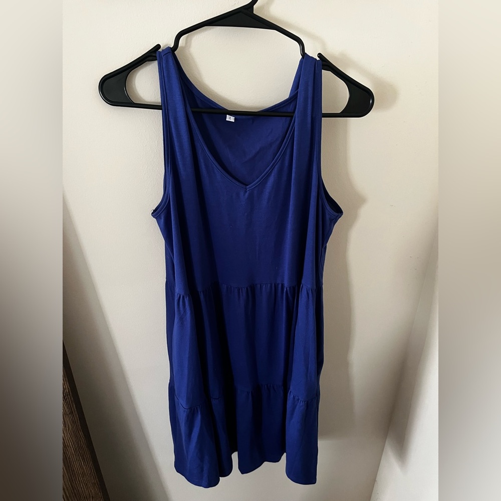 Blue Sleeveless Swing Dress
